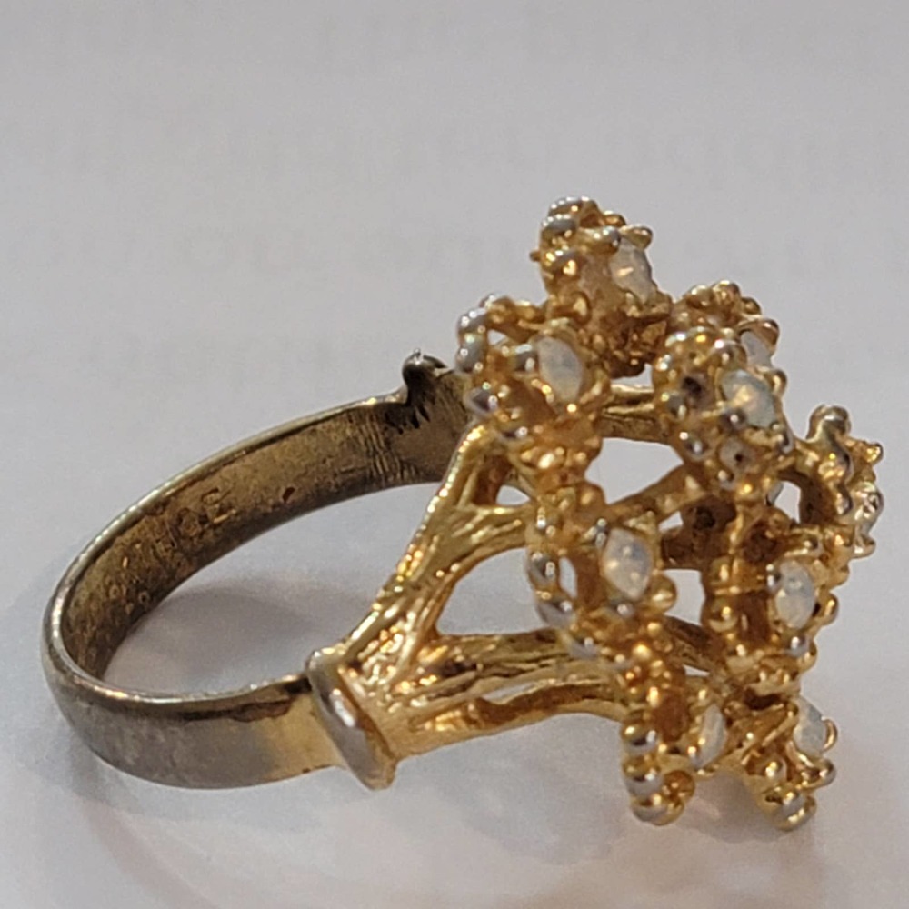 Vintage 1960s Karatclad 18K HGE ESPO cocktail ring w 11 stones